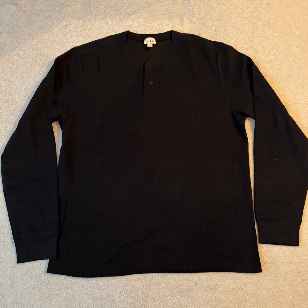 J. Crew Heritage brushed rib-knit henley - Black - Size XL